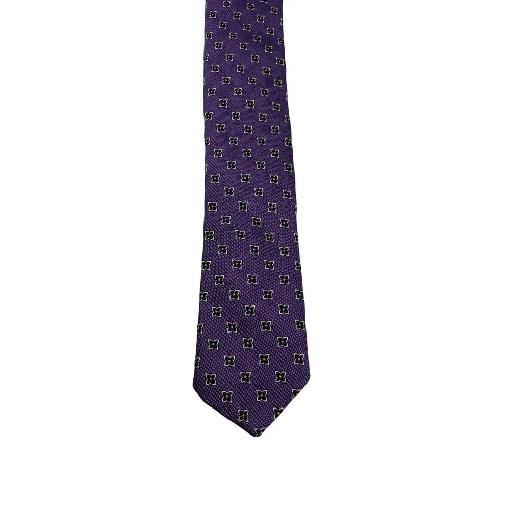 Polo Ralph Lauren Necktie Purple Floral Silk Business Career Made By Hand 57
